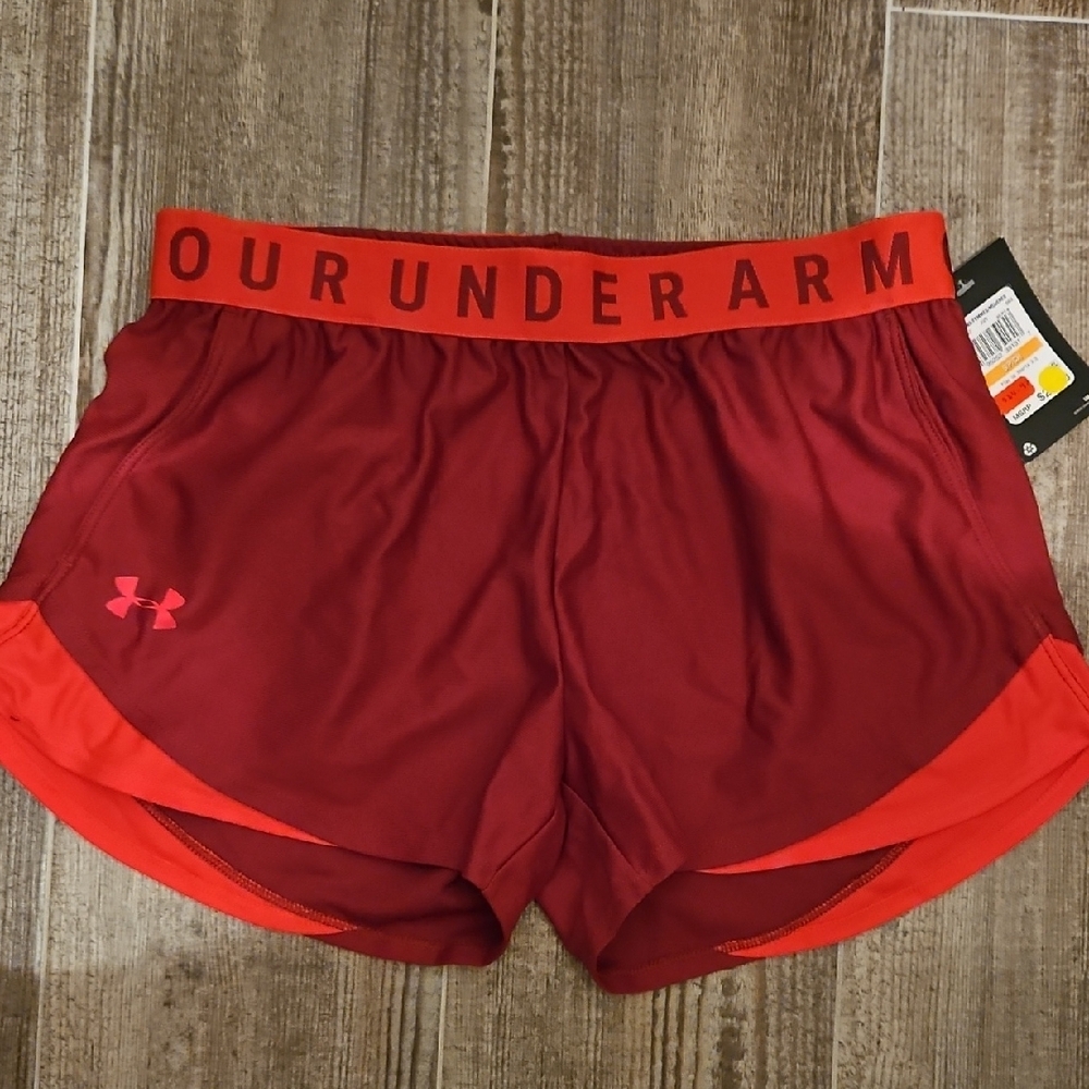 Under Armour Red Athletic Shorts Lightweight Elastic Waist
